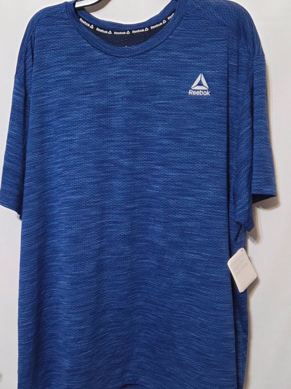 Reebok T-Shirt Mens Blue Space Dye Performance Mesh Athletic Top Size 3XL